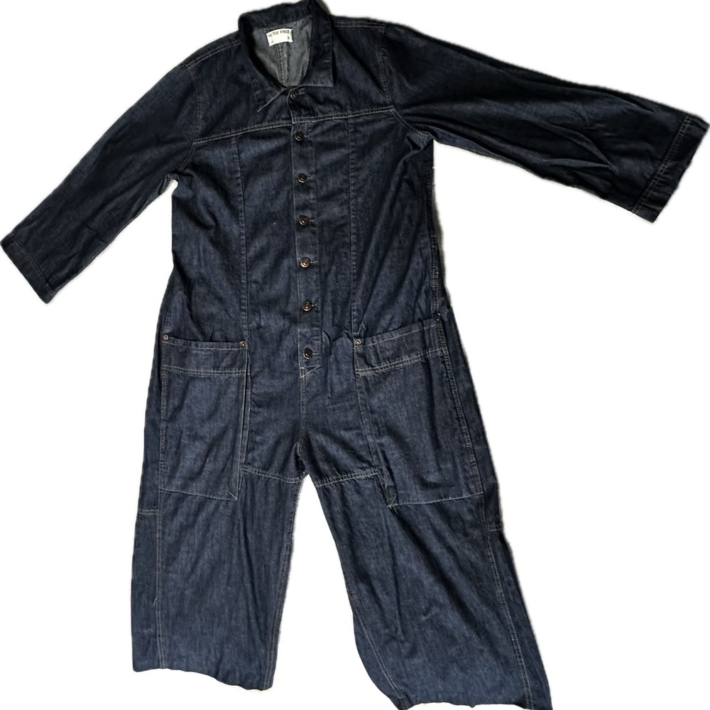 FP We the Free Dark Blue Denim Margarita Jumpsuit sz M - Picture 3 of 7